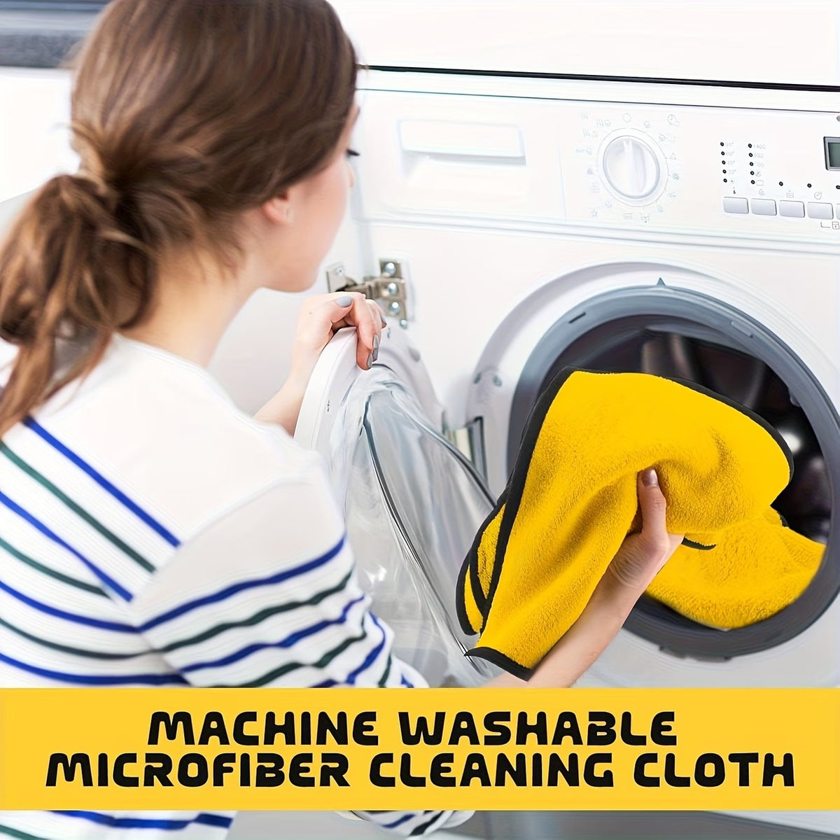 5 Pack Double-Sided Microfiber Cleaning Cloths, Thick Absorbent Towels for Home & Car Cleaning